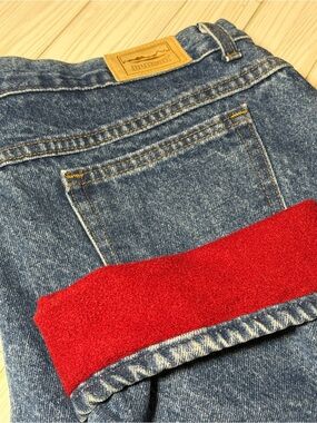 LL Bean Fleece Lined Jeans Womens 20 Tall Blue Denim Straight Leg Warm